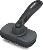 Swihauk professional deshedding rake alternative view on a grooming table.