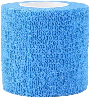 Self adhesive animal elastic bandage rolls in blue color displayed together.