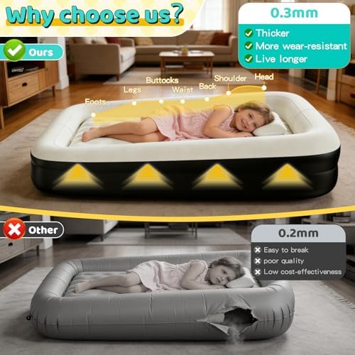 Deeteck portable toddler bed folded compactly inside its black travel carry bag.
