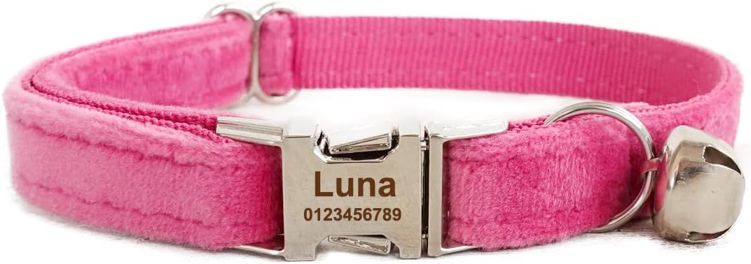 Cat Collar Personalized with Name Phone Number Engraved,Customized with Bell for Small Dogs Puppy Kitten - Image 12