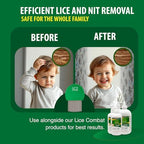 Lice removal kit featuring green magnifying glass and metal combs