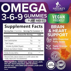 Nature's Nutrition vegan omega gummies back label showing ingredients and nutrition facts