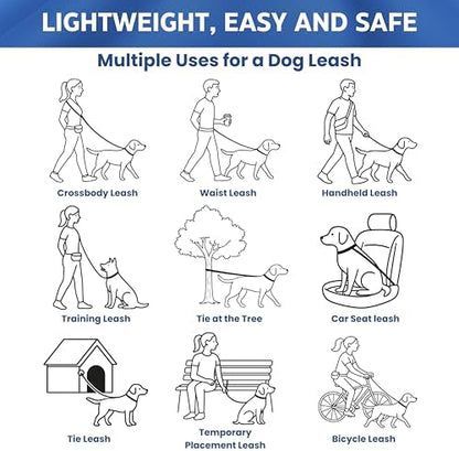 Packaging and complete assembly of the imported AnccoPlus hands-free training leash in aqua pink.