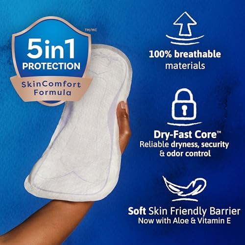 TENA overnight absorbency breathable incontinence pads back labels