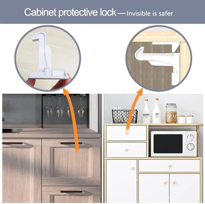 Full set of 10 white child proofing cabinet locks