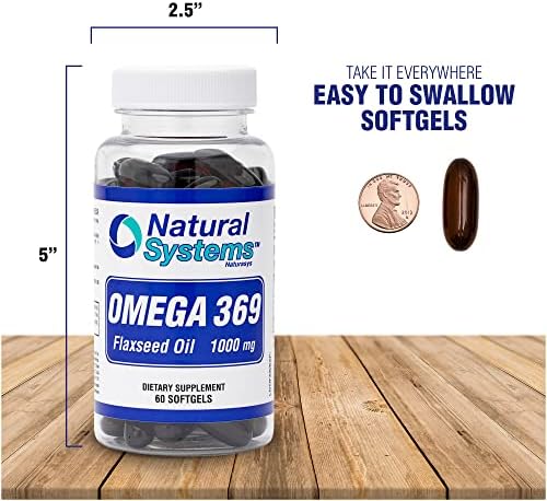 Flaxseed oil 1000 mg softgels by Natural Systems for heart and circulatory health support