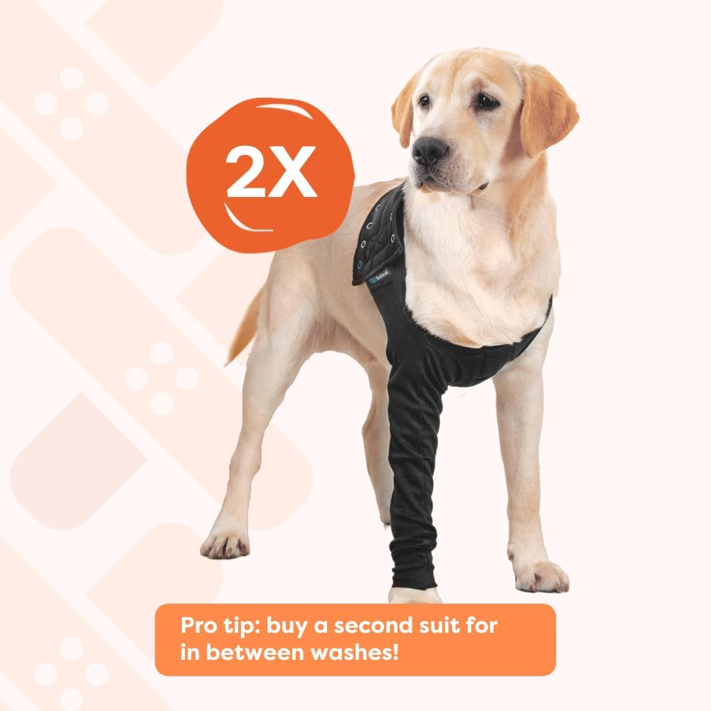 Suitical Recovery Sleeve for Dogs - Interchangeable, Single Sleeve Front Leg Protection for Post-Surgery, Hot Spots, or Skin Issues - Breathable, Machine Washable - L Black - Chest: 25.2-33.1 in - Image 9