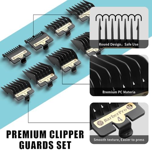 Cosyonall replacement attachments for hair clippers depicting the engraved fractional size markings on the durable plastic.