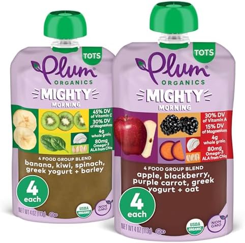 Back view of Plum Organics Mighty Morning 4 Ounce pouches