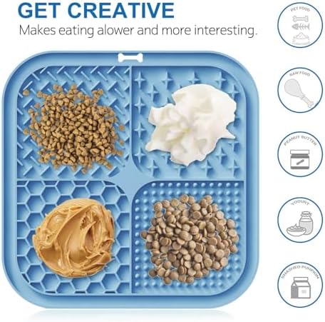 Dog enjoying spreadable treat from Zonopy lick mat during bath time