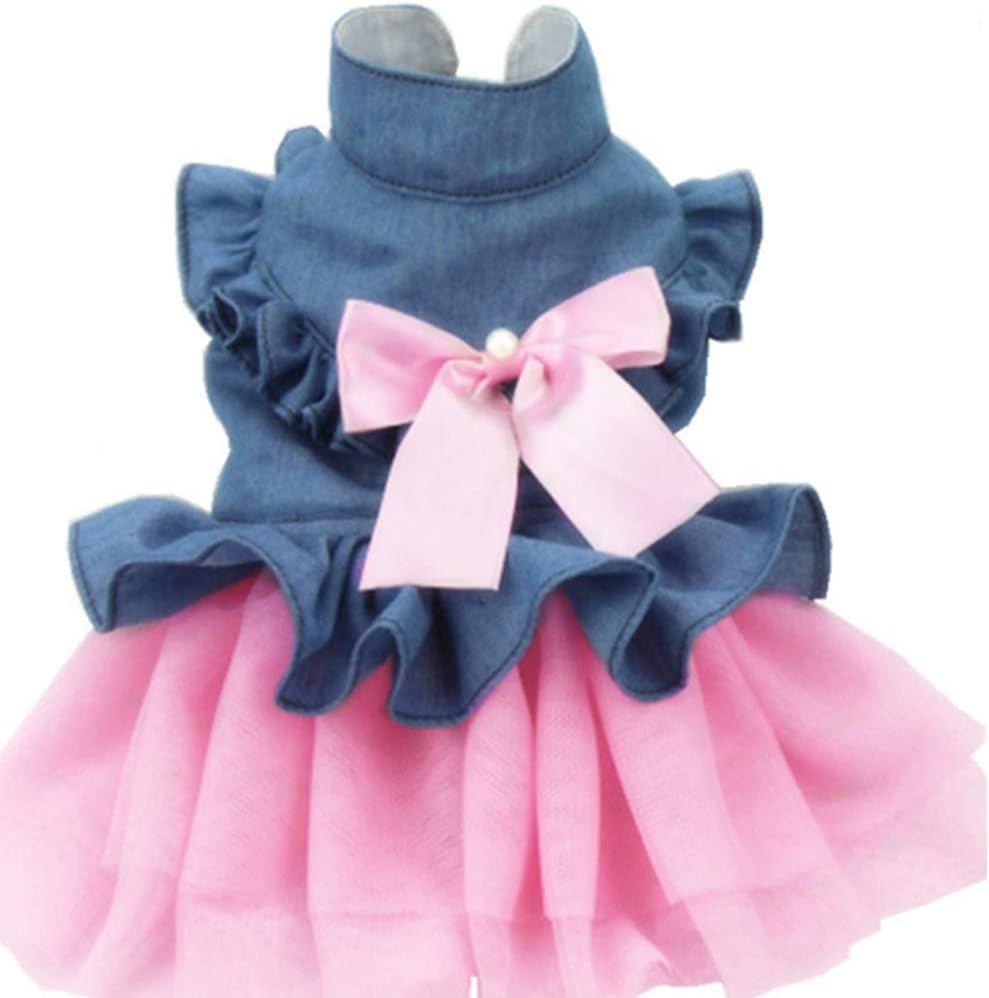 ANIAC Embroidered Dog Dress for Small Dog,Girl Puppy Princess Tutu Dress with Leash Ring,Cat Apparel,Chihuahua Yorkie Clothes for Birthday Wedding (Small, Champagne) - Image 13