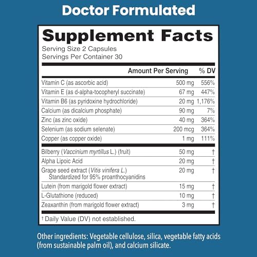 Co-Defense eye health vitamins label details
