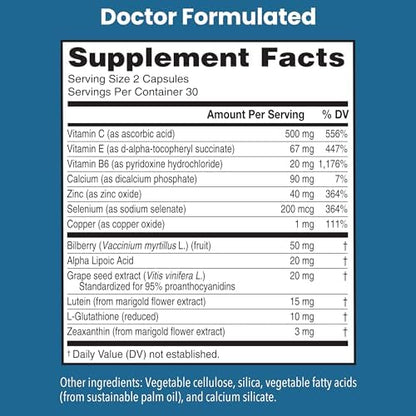 Co-Defense eye health vitamins label details