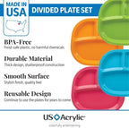 Set of 12 US Acrylic reusable plastic plates in calypso colors
