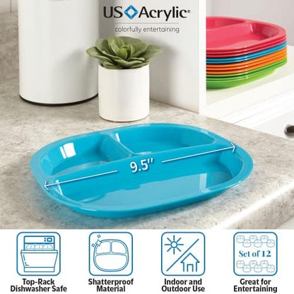 Side view showing stackable feature of US Acrylic kids dinnerware