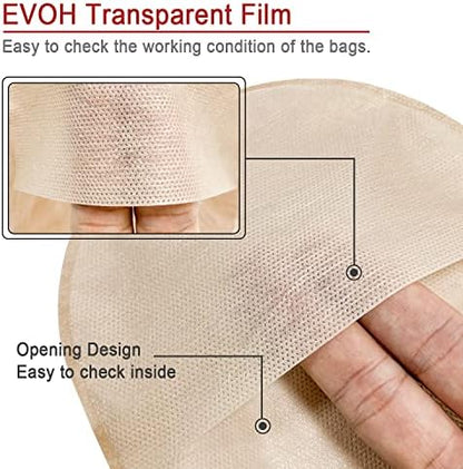 The complete 15 count package of Carbou drainable urostomy pouches displayed with application accessories.