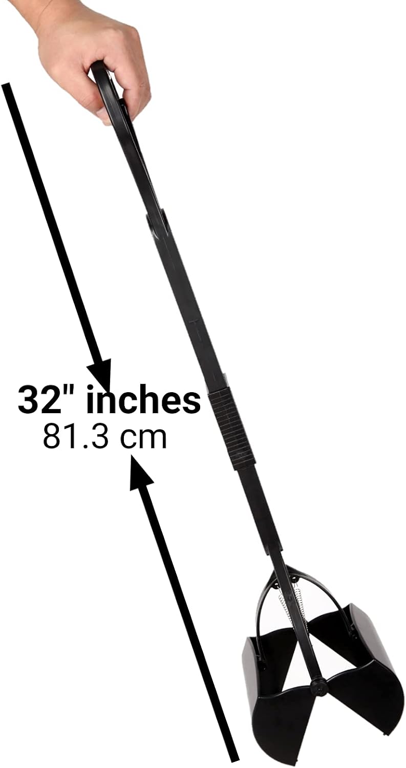 Side view of Mr. Peanut's lightweight pooper scooper with comfortable non slip handle grip.