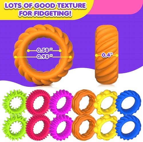 Bulk set of 18 stretchy silicone sensory rings