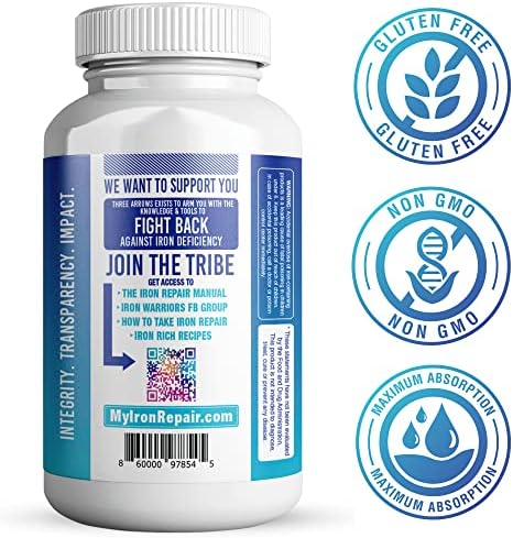 Three Arrows Nutra highly bioavailable iron supplement for hemoglobin and ferritin support