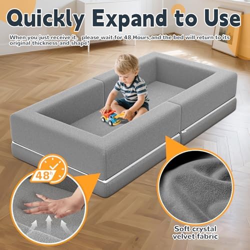 Abdtech three in one toddler floor mattress with raised safety bumpers