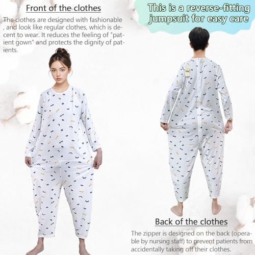 Soft breathable fabric texture of Siomlana anti-strip jumpsuit for bedridden patients