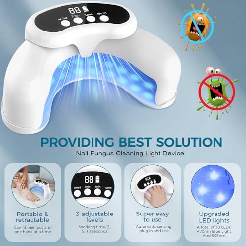 Dual wavelength infrared and blue light nail therapy tool close up