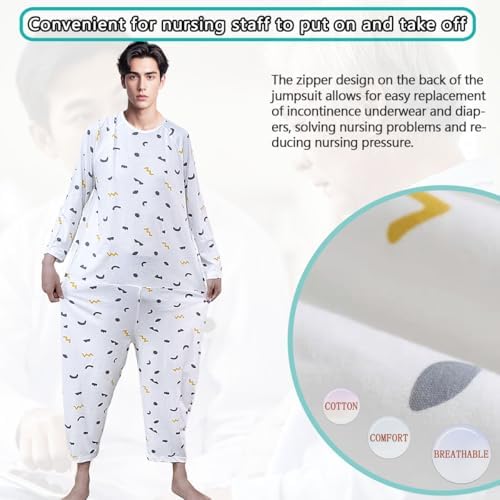 Siomlana adaptive jumpsuit back zipper detail for dementia patient care