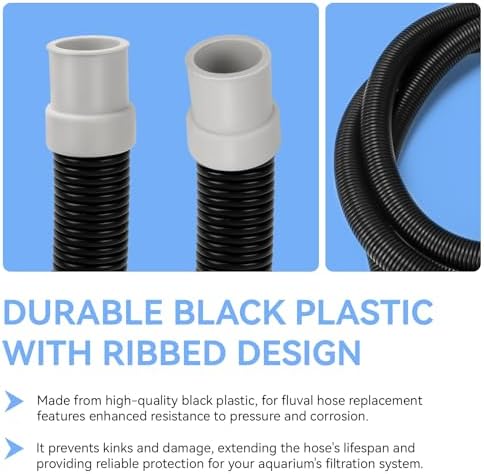 Magluv heavy duty canister filter hosing emphasizing the kink resistant ribbed structural design.