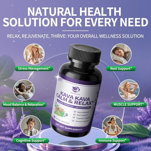 Sixty vegetarian capsules of Lukaree L-Theanine and kava root formula for calm focus