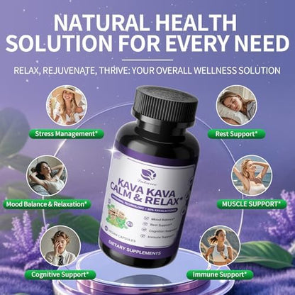 Sixty vegetarian capsules of Lukaree L-Theanine and kava root formula for calm focus