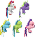 Multipet unicorn cat toy front view in assorted colors