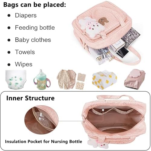 Lushandy pink diaper bag displayed for hospital stay and travel readiness