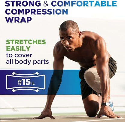 Mighty-X 3-inch bandage rolls demonstrating elasticity and stretch for joint recovery.