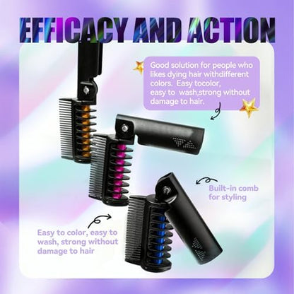 Person using silver hair chalk comb on hair strands