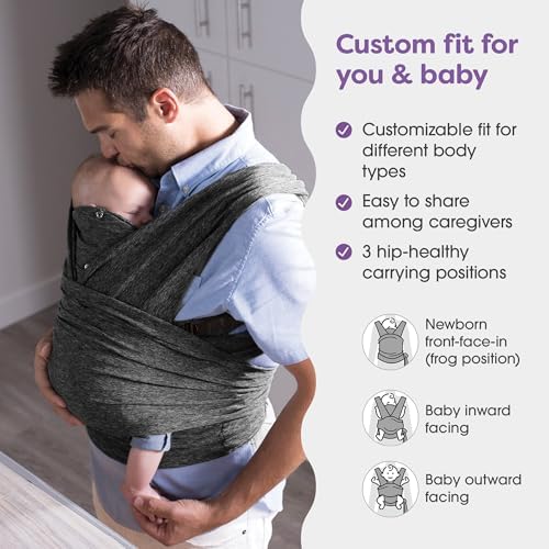 Boppy ComfyFit Adjustable Baby Carrier, 8-35lbs, Heathered Gray, Hybrid Carrier, Newborn to Toddler with Adjustable Straps & Comfort of A Baby Wrap - Image 4