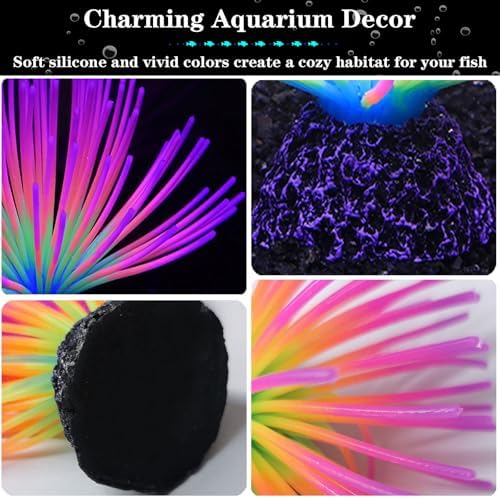 HIKTQIW silicone glowing effect fish tank landscape decoration set for home aquarium upgrade