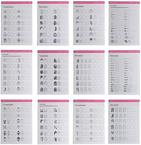 HomeSoGood 12 Sheets Blank Nail Art Training Cards front view