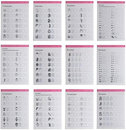 HomeSoGood 12 Sheets Blank Nail Art Training Cards front view