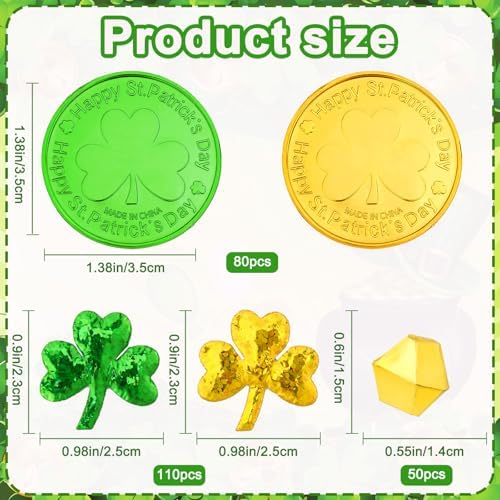 MARFOREVER holiday decoration kit showing eighty gold coins and fifty glittering gems scattered on a surface.