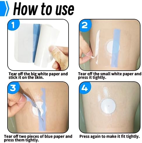 Easy application process showing the removal of the backing paper from the protective patch.