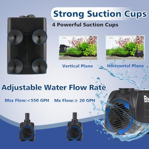 Premium fish tank pump internal components detailing the quiet motor mechanism layout