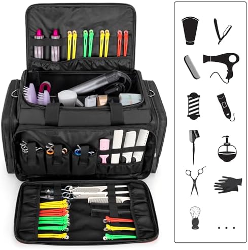 BAFASO travel barber case open main compartment revealing three adjustable dividers and upper elastic loops