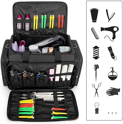 BAFASO travel barber case open main compartment revealing three adjustable dividers and upper elastic loops