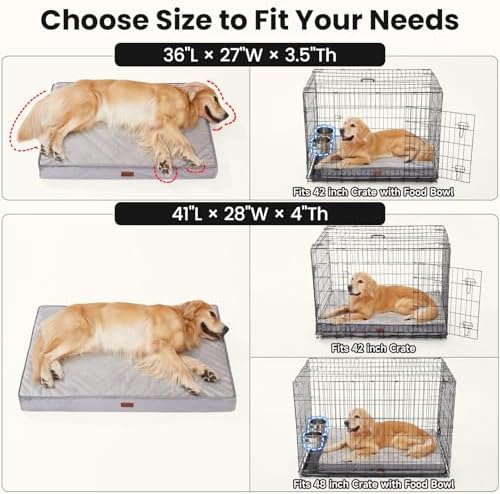 OhGeni Orthopedic Waterproof Dog Bed for Extra Large Dogs, Machine-Washable Removable Cover in Easy-Clean Fabric, Reversible Memory Foam & Easy-Carry Handle, Suitable for Crate, 41 inch (Gray) - Image 6