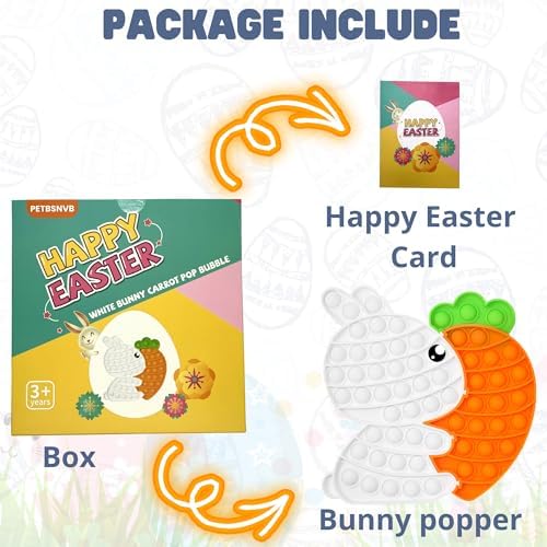 White bunny and orange carrot silicone pop fidget toy separated on flat surface