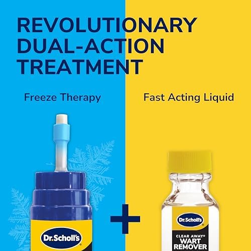 Step-by-step components of the Dr. Scholl's dual action wart removal kit.