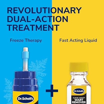 Step-by-step components of the Dr. Scholl's dual action wart removal kit.