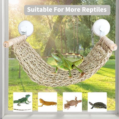 Foldable reptile hammock for window mounting