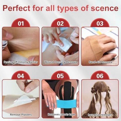 Nosgay medical glue remover spray for ostomy bag barrier care.