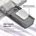 Detailed shot of the protective safety barrier on the PZU portable newborn changing station.